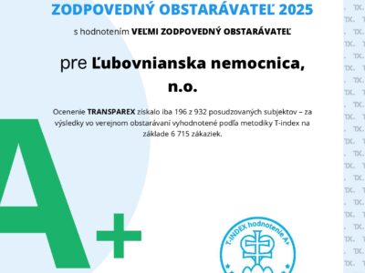 Ocenenie Zodpovedný obstarávateľ